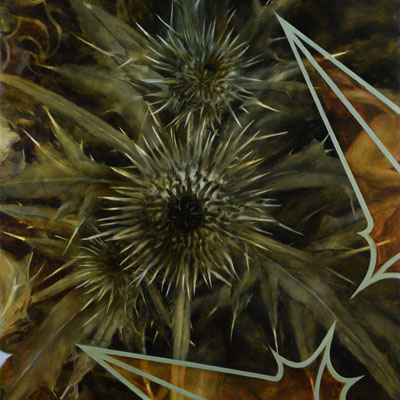 ''Thistle Series'', one of 28 panels, oil, private collection