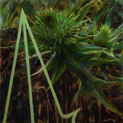 ''Thistle Series'', one of 28 panels, oil, private collection