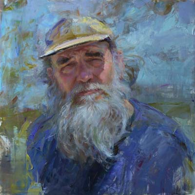 ''Jim in April Sun'', oil, 20x20'', price on request